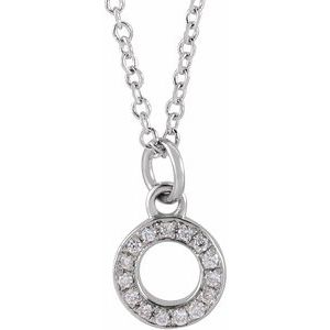 14K White Gold .05 CTW Natural Diamond Petite Initial O 16-18" Necklace