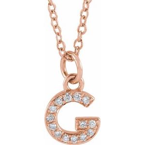 14K Rose Gold .05 CTW Natural Diamond Petite Initial G 16-18" Necklace