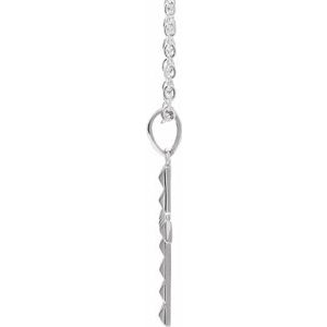 14K White Gold Pyramid Cross 20" Necklace