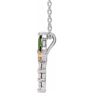 14K White Gold Natural Multi-Gemstone & 1/10 CTW Natural Diamond Cross 16-18" Necklace