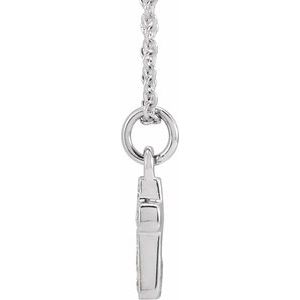 14K White Gold .04 CTW Natural Diamond Youth Cross 15" Necklace