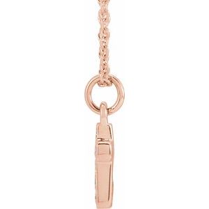 14K Rose Gold .04 CTW Natural Diamond Youth Cross 15" Necklace