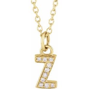 14K Yellow Gold .03 CTW Natural Diamond Petite Initial Z 16-18" Necklace