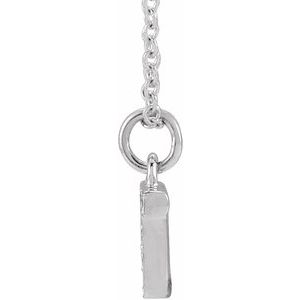 14K White Gold .03 CTW Natural Diamond Petite Initial T 16-18" Necklace