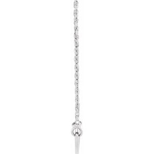 14K White Gold Sideways Heart with Pierced Cross 18" Necklace