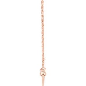 14K Rose Gold Sideways Heart with Pierced Cross 18" Necklace