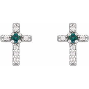Platinum Natural Alexandrite & .03 CTW Natural Diamond Cross Earrings