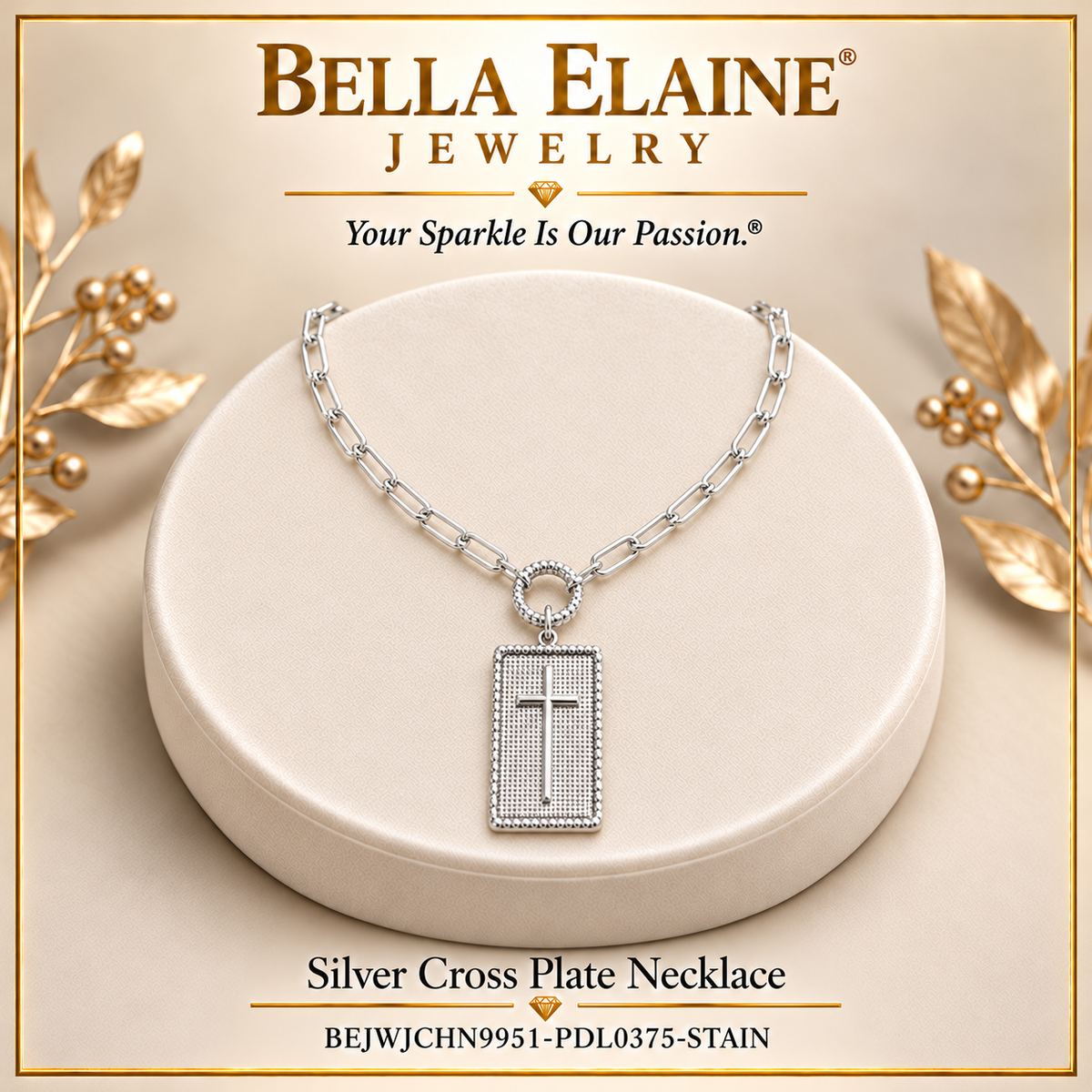 Silver Cross Plate Necklace