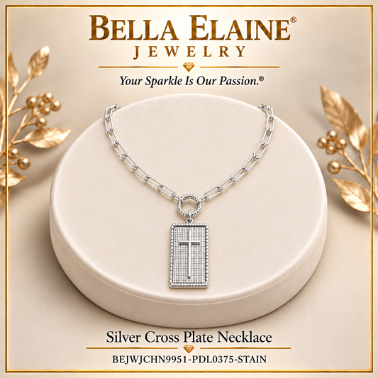 Silver Cross Plate Necklace