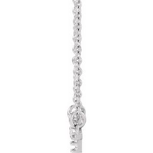 14K White Gold 1/10 CTW  Lab-Grown Diamond Sideways Cross 16-18" Necklace