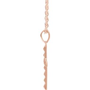 14K Rose Gold Pyramid Cross 20" Necklace