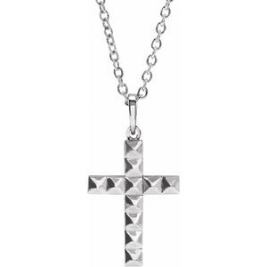 Sterling Silver Pyramid Cross 20" Necklace