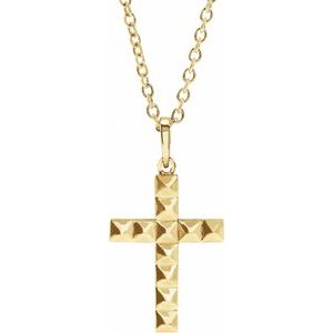 14K Yellow Gold Pyramid Cross 20" Necklace