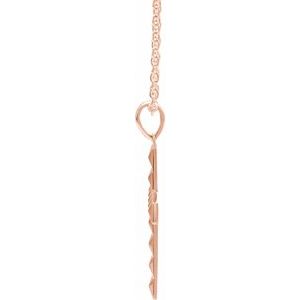 14K Rose Gold Pyramid Cross 20" Necklace