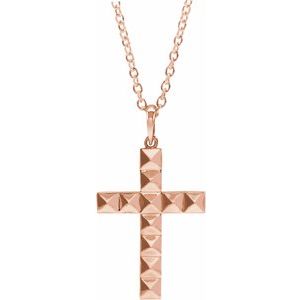 14K Rose Gold Pyramid Cross 20" Necklace