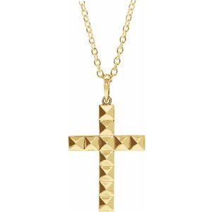 14K Yellow Gold Pyramid Cross 20" Necklace