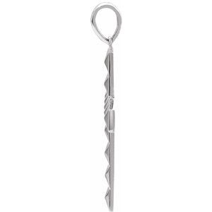 14K White Gold Pyramid Cross Pendant