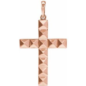 14K Rose Gold Pyramid Cross Pendant