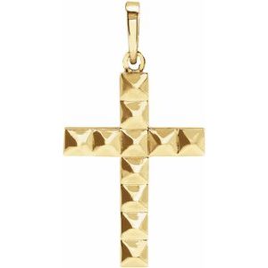 14K Yellow Gold Pyramid Cross Pendant
