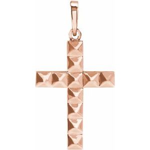 14K Rose Gold Pyramid Cross Pendant