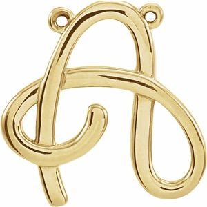 14K Yellow Gold Script Initial A Necklace Center