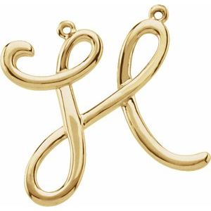 14K Yellow Gold Script Initial H Necklace Center