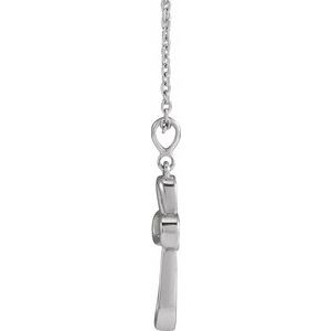 14K White Gold Knotted Cross 16-18" Necklace