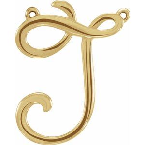 18K Yellow Gold Script Initial J Necklace Center