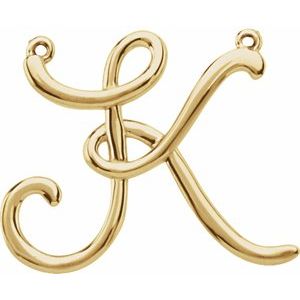14K Yellow Gold Script Initial K Necklace Center