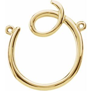 14K Yellow Gold Script Initial O Necklace Center