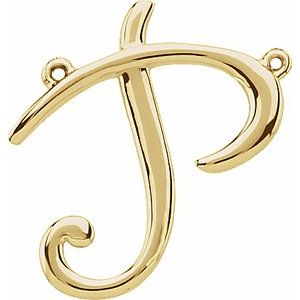 10K Yellow Gold Script Initial P Necklace Center