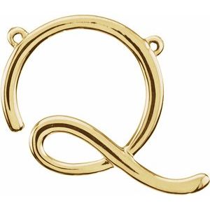 10K Yellow Gold Script Initial Q Necklace Center