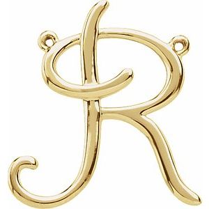 10K Yellow Gold Script Initial R Necklace Center