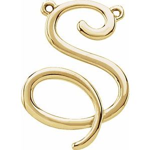 14K Yellow Gold Script Initial S Necklace Center