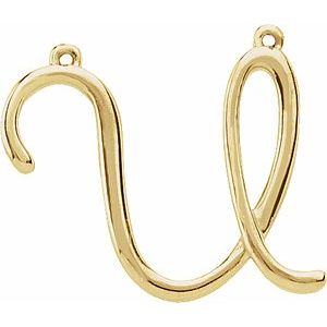10K Yellow Gold Script Initial U Necklace Center
