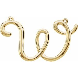 10K Yellow Gold Script Initial W Necklace Center