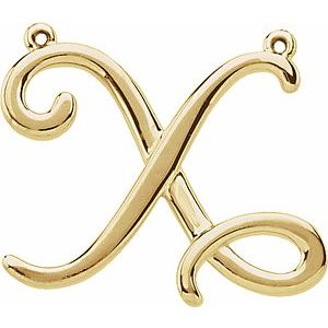 14K Yellow Gold Script Initial X Necklace Center