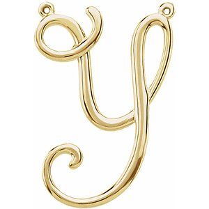 18K Yellow Gold Script Initial Y Necklace Center