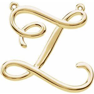 14K Yellow Gold Script Initial Z Necklace Center