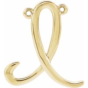 18K Yellow Gold Script Initial I Necklace Center