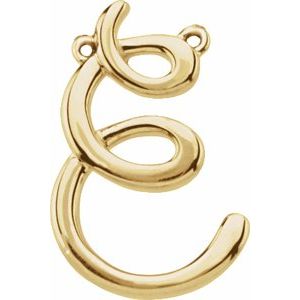 22K Yellow Gold Script Initial E Necklace Center