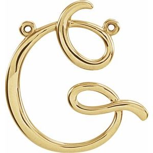 14K Yellow Gold Script Initial G Necklace Center