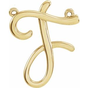 10K Yellow Gold Script Initial F Necklace Center