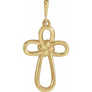 14K Yellow Gold Knotted Cross Pendant