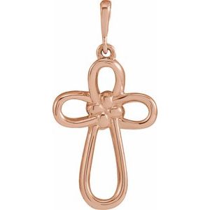 14K Rose Gold Knotted Cross Pendant