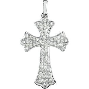 14K White Gold 1/2 CTW Natural Diamond Micro PavÃ©-Style Cross Pendant