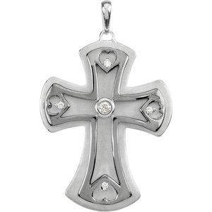 Sterling Silver .05 CTW Natural Diamond Cross Pendant