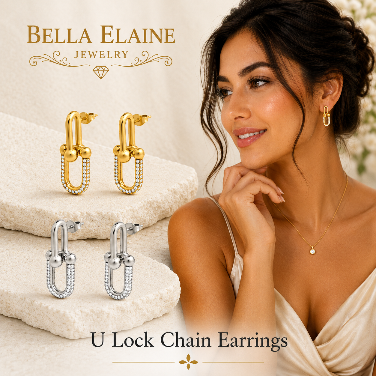 U Lock Chain Earrings
