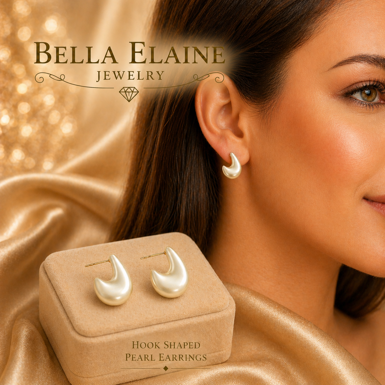 Hook Shaped Pearl Textured Earrings