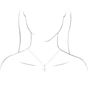 14K Rose Gold Cultured White Freshwater Pearl Cross Pendant